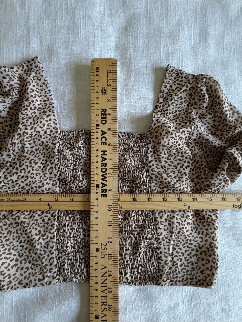Altar'd State Blouse Womens M Animal Print Smocked Long Sleeve Crop Top Festival - Picture 4 of 8
